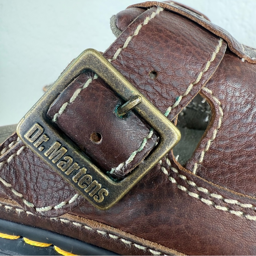 Vintage Dr. Doc Martens 8A59 Fisherman Sandals Chunky Buckle Strap Brown Slides - Picture 11 of 15